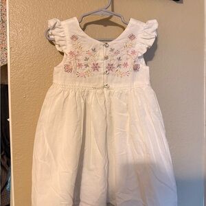 Max Studio White Dress with Pink Floral Embroidery